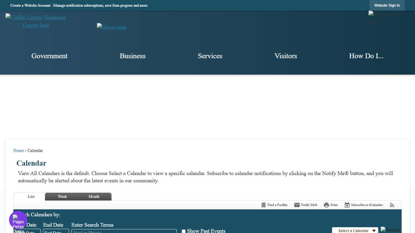 Calendar • Coffee County, TN • CivicEngage